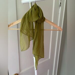 Vintage Vera Olive Moss Green Sheer Silk Women's Scarf